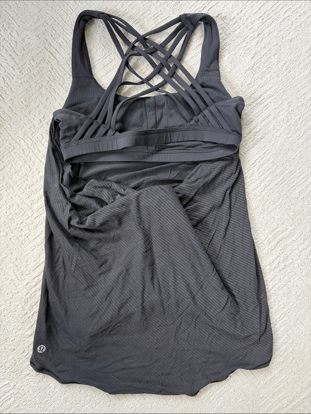 lululemon athletica Black Strappy Striped Back Performance Tank - Picture 2 of 3
